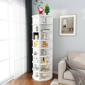 English Elm Rotating Seven Tier Shoe Tower Organizer Holds 28 Pairs with Spinning Base W2699P390458
