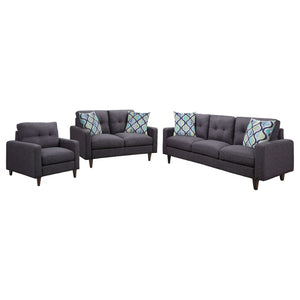 English Elm Trevor Contemporary 3-Piece Living Room Seating Set - Sofa, Loveseat & Accent Chair In Grey B062S01143-GIGA