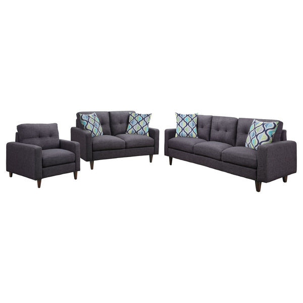 English Elm Trevor Contemporary 3-Piece Living Room Seating Set - Sofa, Loveseat & Accent Chair In Grey B062S01143-GIGA