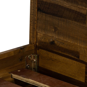 English Elm Dorvelle Rustic Acacia Platform Queen Bed with Antique Finish, No Box Spring, 7" Clearance, Brown B2736S00019