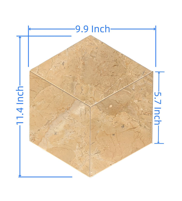 English Elm Hexagon Gold Beige Yellow Marble Tiles - Polished & Textured Natural Stone For Elegant Interiors W1696P262334