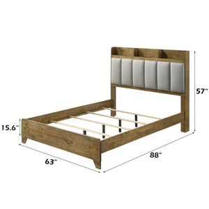 English Elm Garcia Upholstered Queen Bed Aspen Brown Fabric Headboard with Built-in Usb Charging B2756S00025