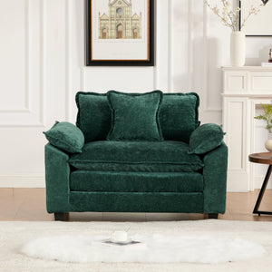 English Elm Cloud Sofa Single Seat - Modular Chenille Lounge Chair with Double-Layer Cushion, Ergonomic Support and Easy Assembly Green W1143S00033