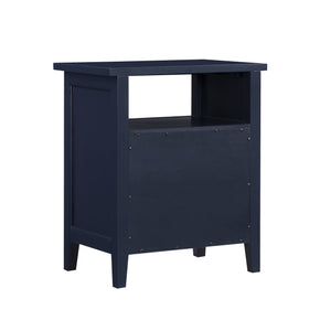 English Elm Weston Midnight Blue 2-Drawer Nightstand with Open Shelf, Solid Wood & MDF, Nickel Knobs, Durable Finish B050P376945