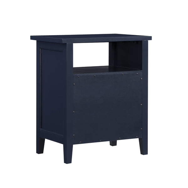 English Elm Weston Midnight Blue 2-Drawer Nightstand with Open Shelf, Solid Wood & MDF, Nickel Knobs, Durable Finish B050P376945