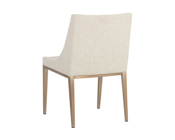 Sunpan Dionne Dining Chair - Modern Elegance with Textured Fabric and Antique Brass Stainless Steel Legs Monument Oatmeal