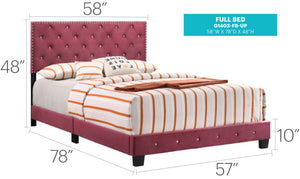 English Elm Charming Velvet Twin Bed with Hidden Storage Drawers, Casual Solid Frame, Easy Assembly Comfort Cherry 24.6 L x 60 W x 5.5 H B078108008