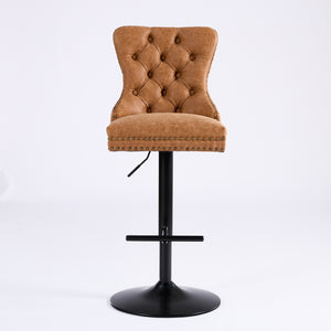 English Elm A&A Furniture Retro Pu Swivel Barstools, Adjustable Height 26-33" For Stylish Home Bars, Set Of 2 W1143P195204