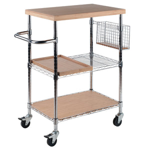 Winsome Wood Madera Utility Kitchen Cart - Versatile Bamboo & Chrome Mobile Serving Station With Adjustable Features Bamboo Bamboo ,Metal 83336-winsome-wood