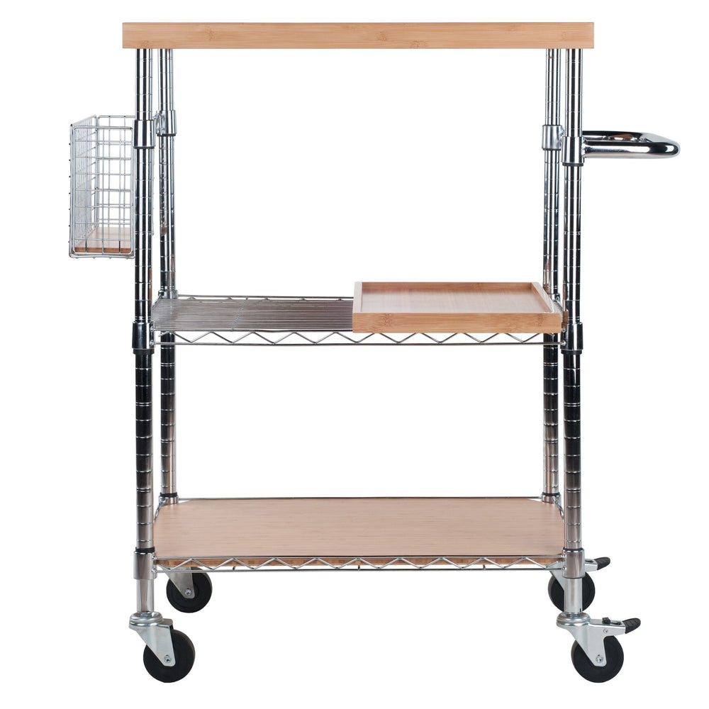 Winsome Wood Madera Utility Kitchen Cart - Versatile Bamboo & Chrome Mobile Serving Station With Adjustable Features Bamboo Bamboo ,Metal 83336-winsome-wood