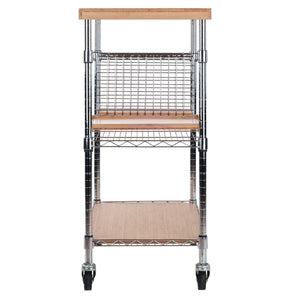 Winsome Wood Madera Utility Kitchen Cart - Versatile Bamboo & Chrome Mobile Serving Station With Adjustable Features Bamboo Bamboo ,Metal 83336-winsome-wood