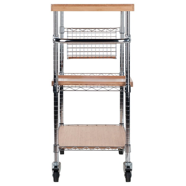 Winsome Wood Madera Utility Kitchen Cart - Versatile Bamboo & Chrome Mobile Serving Station With Adjustable Features Bamboo Bamboo ,Metal 83336-winsome-wood