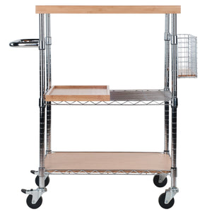 Winsome Wood Madera Utility Kitchen Cart - Versatile Bamboo & Chrome Mobile Serving Station With Adjustable Features Bamboo Bamboo ,Metal 83336-winsome-wood