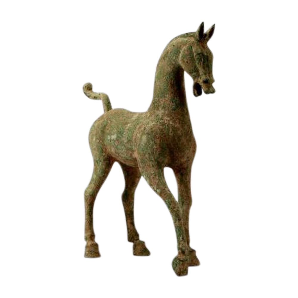 Lilys 20" Bronze Green Running Horse Statue 8335