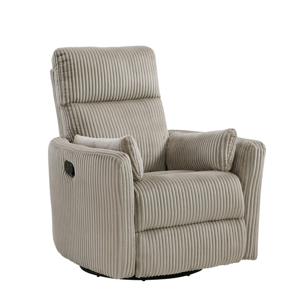 English Elm Taupe Corduroy Swivel Glider Recliner Chair with 360° Rotation, Smooth Recline, Plush Cushioning for Living Room Comfort and Style B011P383306