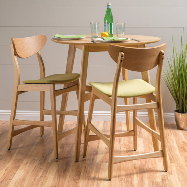 English Elm Christopher Knight Home® - Counter Height Chairs Set Of 2 - Retro Modern Stools With Green Upholstery & Sturdy Wood Frame 58914.00GTE