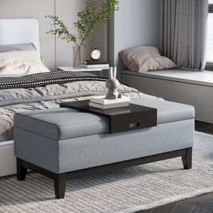 English Elm HOMCOM Tufted 42" Linen Storage Ottoman Bench with Removable Tray, Spacious Seat & Hidden Compartment W2225P229756