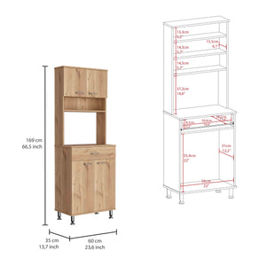English Elm Della 60" Kitchen Pantry Cabinet - Light Oak With Countertop & Versatile Storage For Small Spaces B07091842