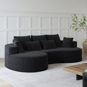 English Elm Modern Chenille Cloud Sectional Sofa with Deep Cushions and 7 Pillows for Living Room W834S00485