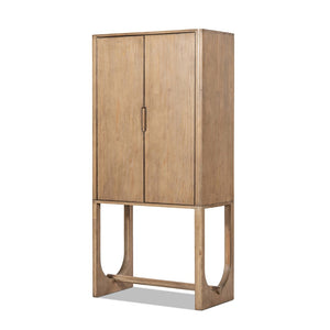 English Elm Nolan Tall Reclaimed Pine Bar Cabinet with Wine Storage for Dining or Living Rooms B2719P485501