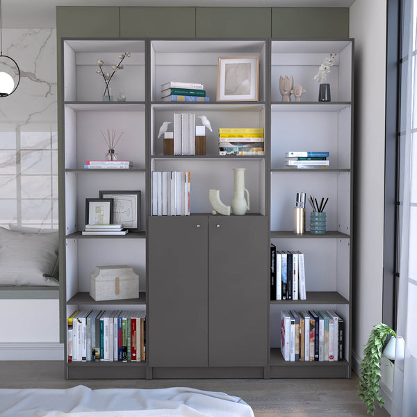 English Elm June 3 Piece Home Bookcase Set with 13 Shelves & Two-Door Cabinet, Modern Durable Storage Solution Multicolor 41 L x 28 W x 5 H B070S00289