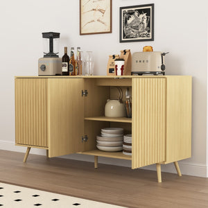 English Elm Sideboard Walnut Credenza with Hexagonal Doors and Adjustable Shelves for Dining Areas W409P327407