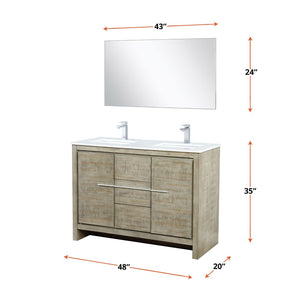 English Elm Rustic Acacia Double Vanity Set With Cultured Marble Top, Chrome Faucet, And Elegant 43" Mirror B2731S01709-GIGA