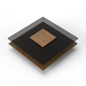 VIG Furniture Clarion Modern Walnut & Grey Glass Coffee Table - 39" Square Tempered Top, Pedestal Base, 55 Lb Capacity VGBB-LE638E-WALGRY