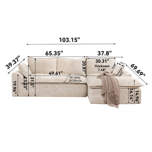 English Elm 103" Modern Modular L-Shaped Sectional Couch - Cloud-Like Comfort, No Assembly, Premium Chenille Upholstery W1170S00039