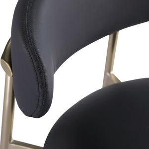 Meridian Furniture Lupita Vegan Leather Barstools with Curved Back and Metal Frame for Kitchen Island Seating Black Style A 833Black-C