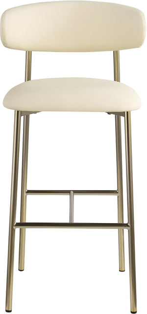 Meridian Furniture Lupita Vegan Leather Barstools with Curved Back and Metal Frame for Kitchen Island Seating Cream Style A 833Cream-C