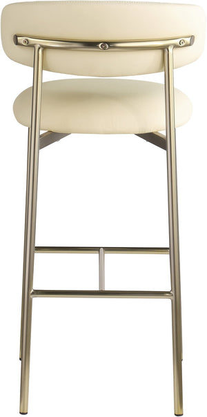 Meridian Furniture Lupita Vegan Leather Barstools with Curved Back and Metal Frame for Kitchen Island Seating Cream Style A 833Cream-C