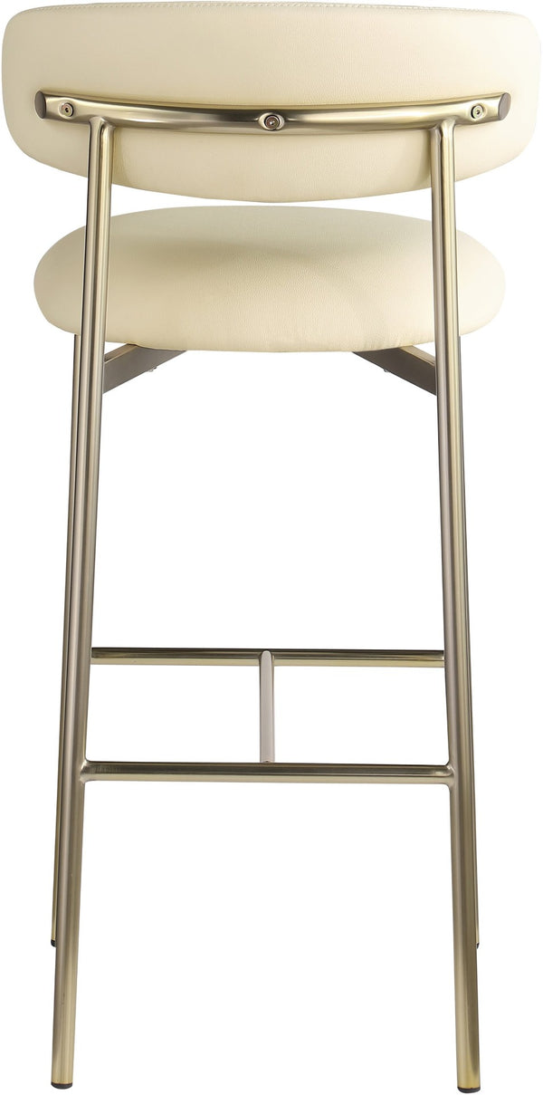 Meridian Furniture Lupita Vegan Leather Barstools with Curved Back and Metal Frame for Kitchen Island Seating Cream Style A 833Cream-C