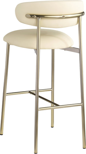 Meridian Furniture Lupita Vegan Leather Barstools with Curved Back and Metal Frame for Kitchen Island Seating Cream Style A 833Cream-C