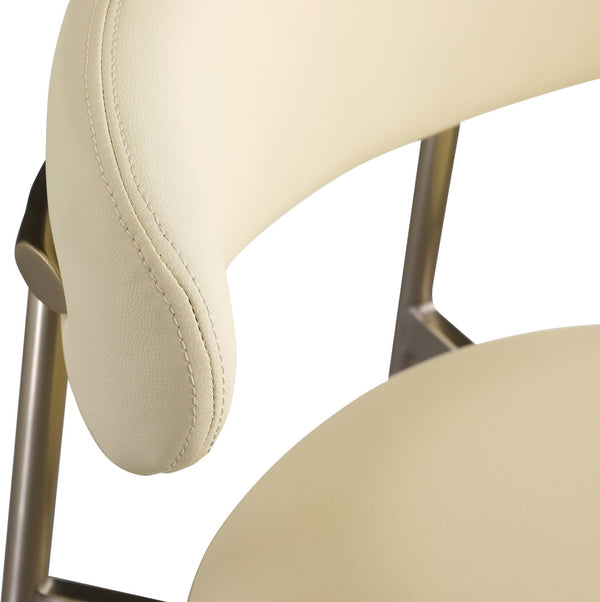 Meridian Furniture Lupita Vegan Leather Barstools with Curved Back and Metal Frame for Kitchen Island Seating Cream Style A 833Cream-C