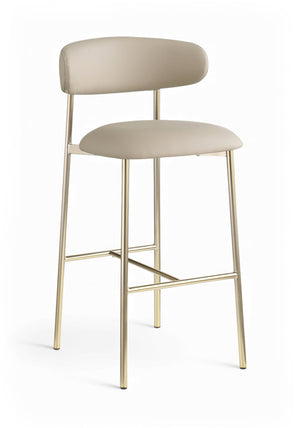 Meridian Furniture Lupita Vegan Leather Barstools with Curved Back and Metal Frame for Kitchen Island Seating Taupe Style A 833Taupe-C