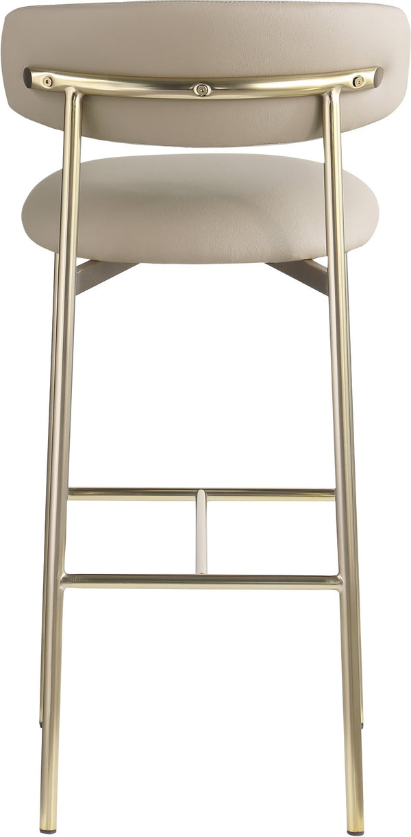 Meridian Furniture Lupita Vegan Leather Barstools with Curved Back and Metal Frame for Kitchen Island Seating Taupe Style A 833Taupe-C