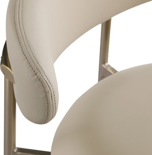 Meridian Furniture Lupita Vegan Leather Barstools with Curved Back and Metal Frame for Kitchen Island Seating Taupe Style A 833Taupe-C