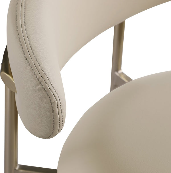 Meridian Furniture Lupita Vegan Leather Barstools with Curved Back and Metal Frame for Kitchen Island Seating Taupe Style A 833Taupe-C