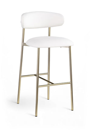 Meridian Furniture Lupita Vegan Leather Barstools with Curved Back and Metal Frame for Kitchen Island Seating White Style A 833White-C