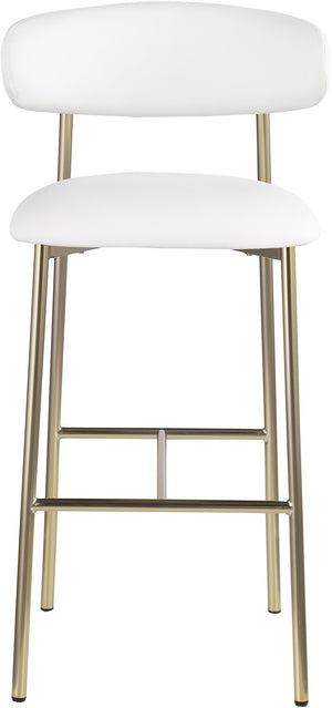 Meridian Furniture Lupita Vegan Leather Barstools with Curved Back and Metal Frame for Kitchen Island Seating White Style A 833White-C