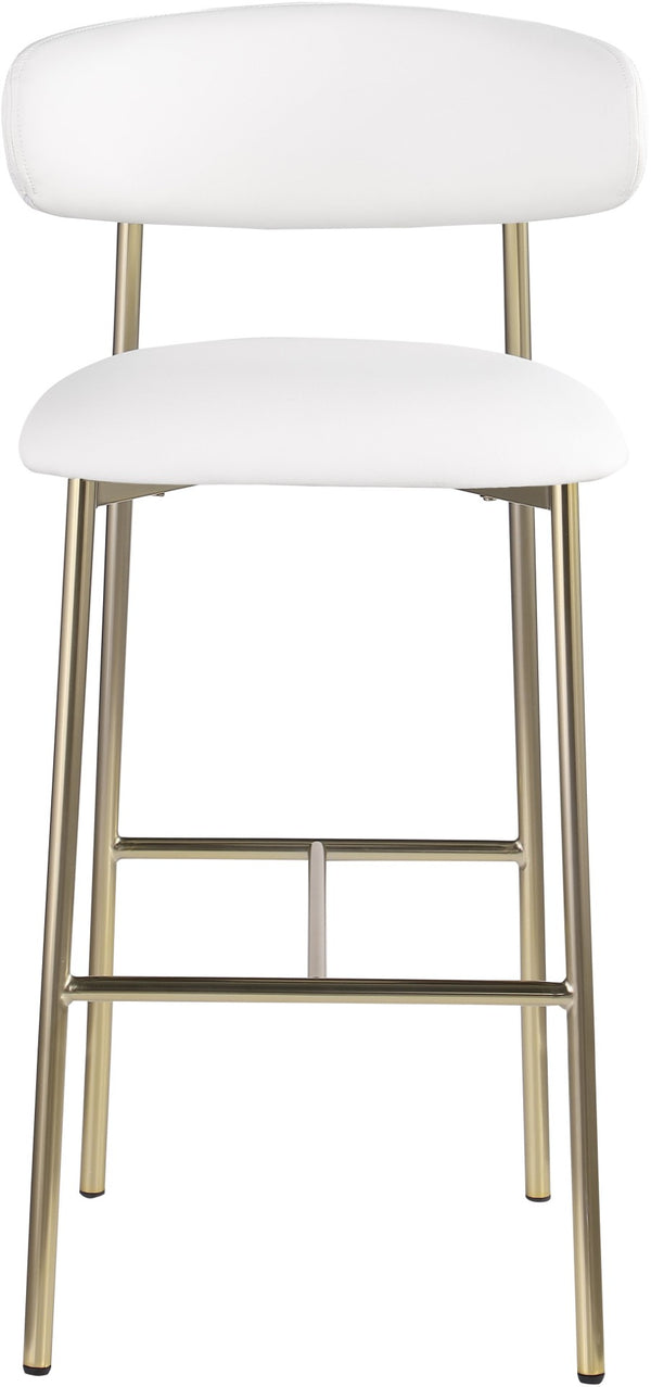 Meridian Furniture Lupita Vegan Leather Barstools with Curved Back and Metal Frame for Kitchen Island Seating White Style A 833White-C