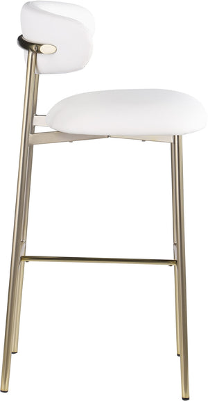 Meridian Furniture Lupita Vegan Leather Barstools with Curved Back and Metal Frame for Kitchen Island Seating White Style A 833White-C