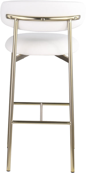 Meridian Furniture Lupita Vegan Leather Barstools with Curved Back and Metal Frame for Kitchen Island Seating White Style A 833White-C