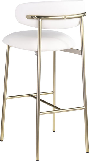 Meridian Furniture Lupita Vegan Leather Barstools with Curved Back and Metal Frame for Kitchen Island Seating White Style A 833White-C