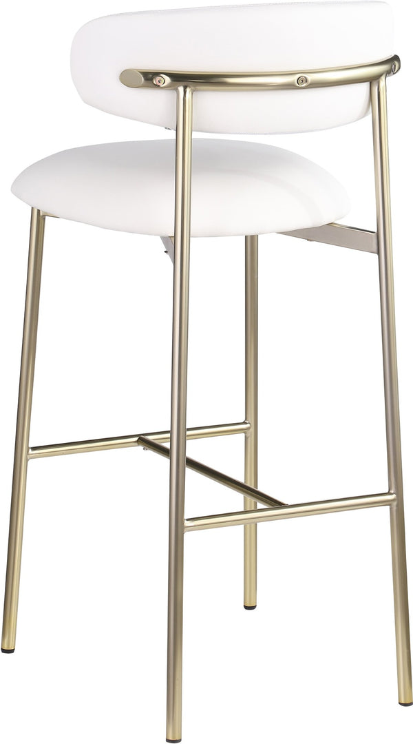 Meridian Furniture Lupita Vegan Leather Barstools with Curved Back and Metal Frame for Kitchen Island Seating White Style A 833White-C