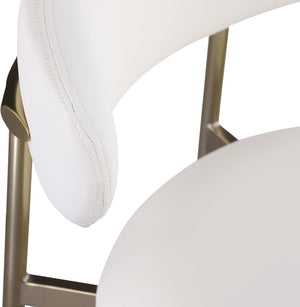 Meridian Furniture Lupita Vegan Leather Barstools with Curved Back and Metal Frame for Kitchen Island Seating White Style A 833White-C
