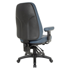 OSP Home Furnishings Professional High Back Ergonomic Office Chair with Lumbar Support and Padded Adjustable Arms Blue EC4300-R105
