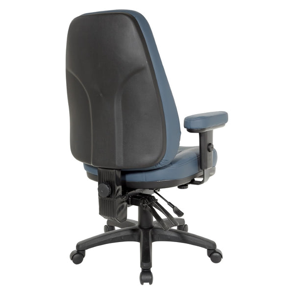 OSP Home Furnishings Professional High Back Ergonomic Office Chair with Lumbar Support and Padded Adjustable Arms Blue EC4300-R105