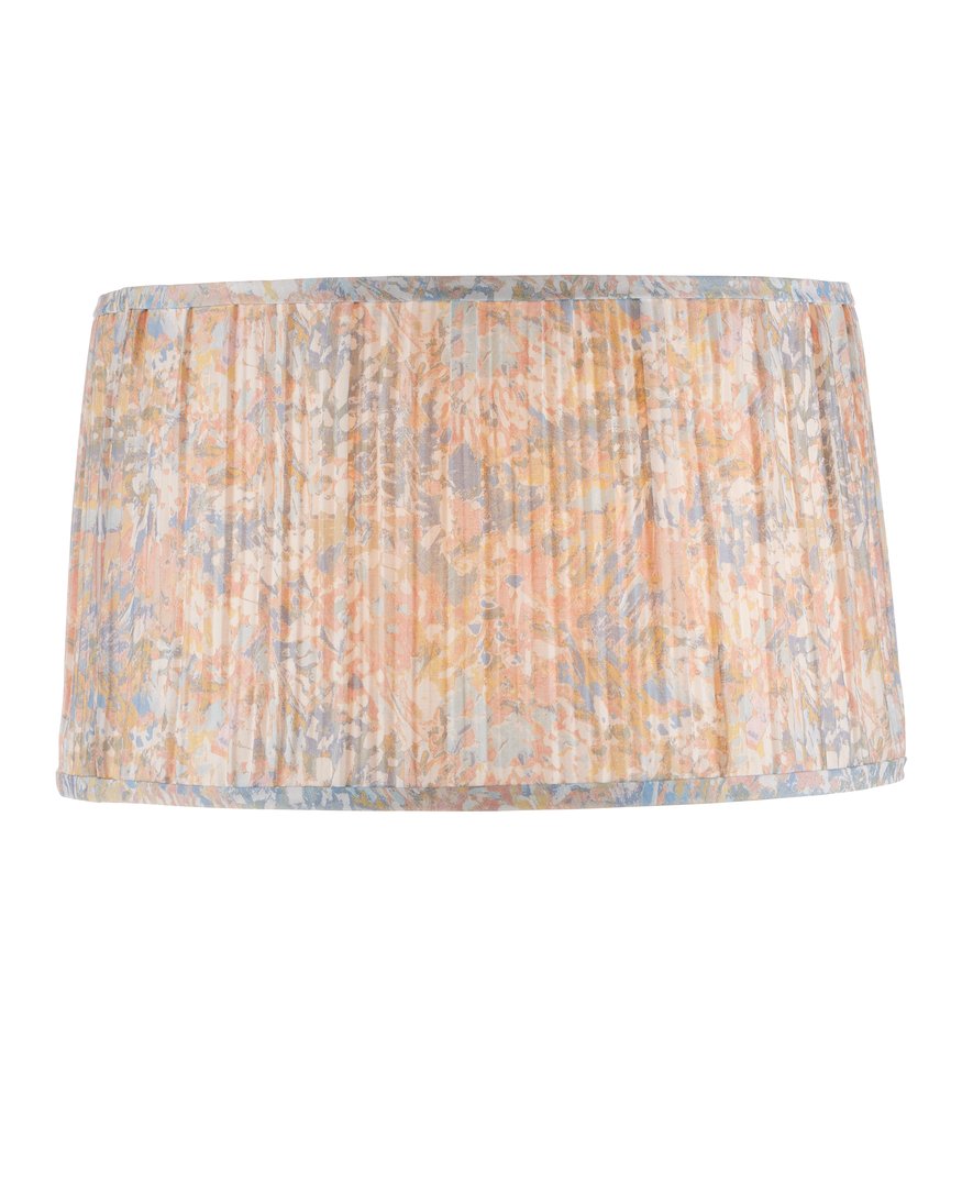 Currey & Company Wildflower Pleated Lamp Shade With Vibrant Magenta And Yellow Floral Design For Elegant Décor Blue Cotton 0900-6004-currey-company